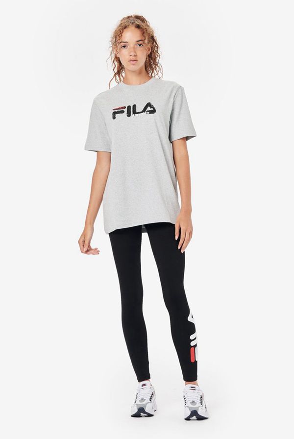 Fila Women's Lucinda S/S Sequin Logo T-Shirt - Light Grey | UK-809DVIMKX